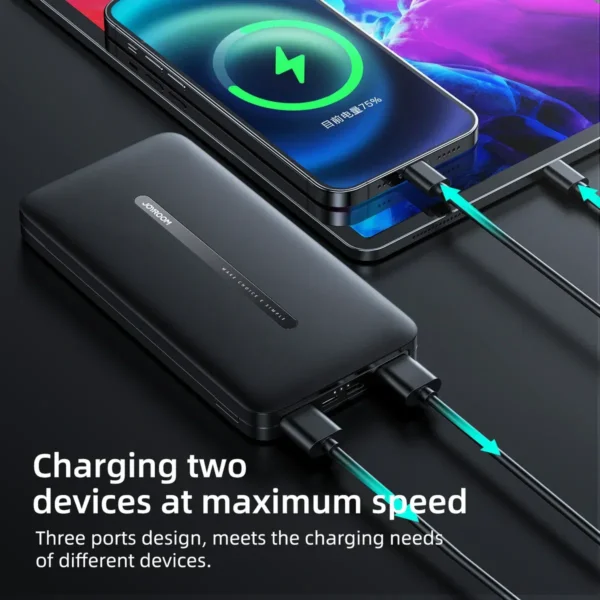 باور بانك JOYROOM JR-T012 سعة 10000mAh – منفذين USB و شاشة LED