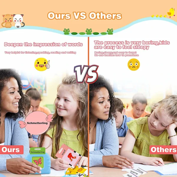 بطاقات تعليمية ناطقة للأطفال 224 كلمة – جهاز قراءة ذكي بدون شاشة