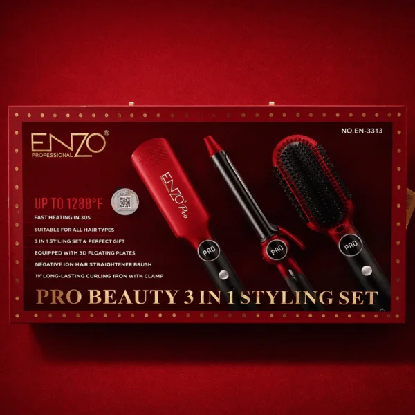 بكج ENZO PRO BEAUTY 3 IN 1 لتصفيف الشعر – Perfect Style بتصميم فاخر
