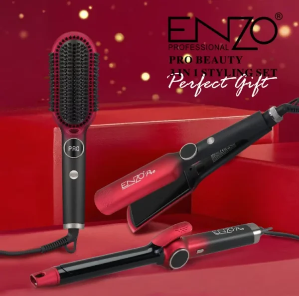 بكج ENZO PRO BEAUTY 3 IN 1 لتصفيف الشعر – Perfect Style بتصميم فاخر