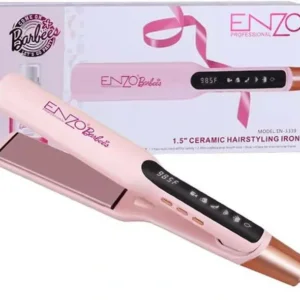 ستريتنر شعر ENZO سيراميك مع سيروم مجاني – ستايل باربي ناعم ولمعان احترافي