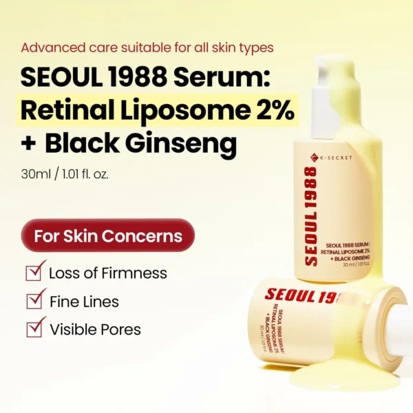 سيروم ريتينال وجنسنغ لتجاعيد وشد Seoul 1988 Retinal & Black Ginseng Serum - منتجات كورية (11) سيروم ريتينال وجنسنغ لتجاعيد وشد Seoul 1988 Retinal & Black Ginseng Serum - منتجات كورية