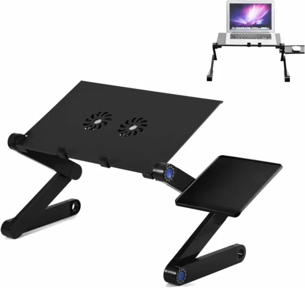 طاولة لابتوب قابلة للتعديل T8 مع مراوح تبريد – تصميم 360° قابل للطي