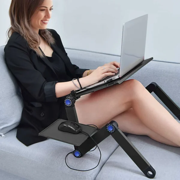 طاولة لابتوب قابلة للتعديل T8 مع مراوح تبريد – تصميم 360° قابل للطي