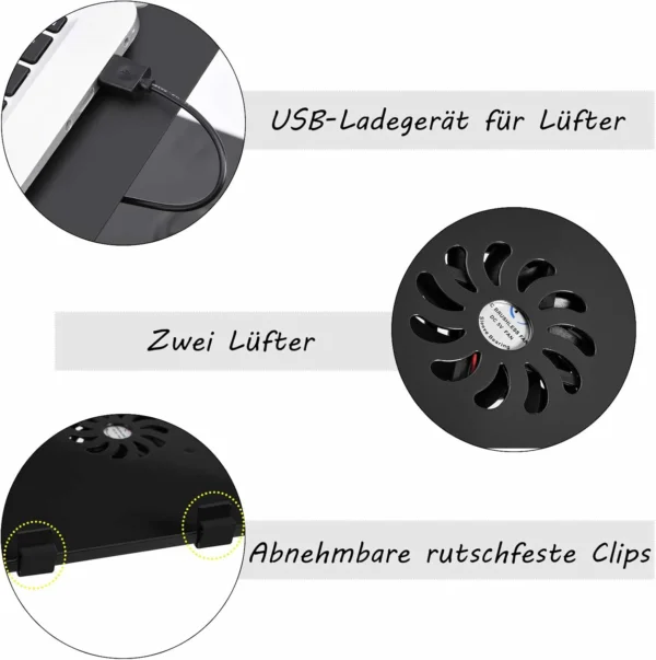 طاولة لابتوب قابلة للتعديل T8 مع مراوح تبريد – تصميم 360° قابل للطي