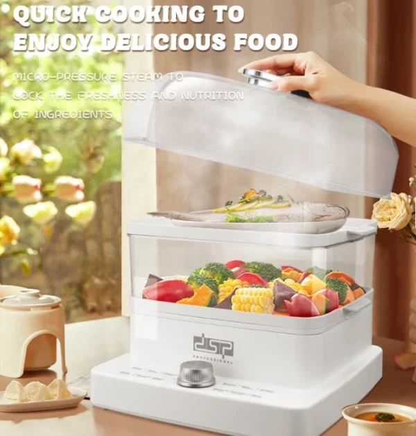 طباخ بخار كهربائي DSP –  بسعة 12 لتر 3 طبقات و قدرة 1200 واط