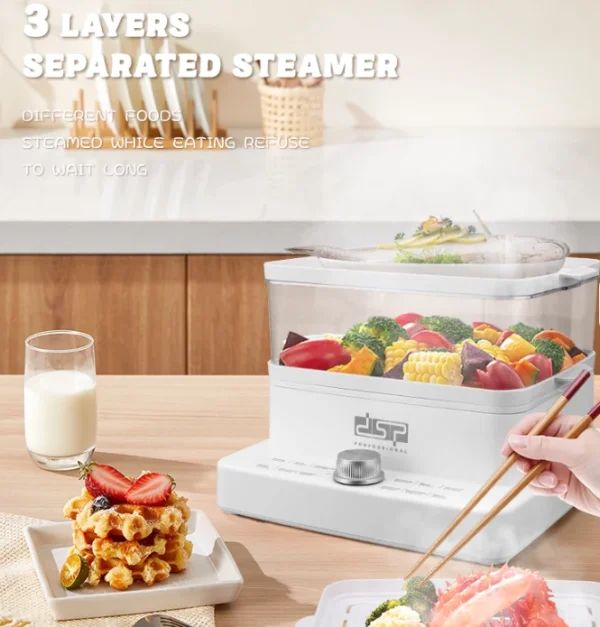 طباخ بخار كهربائي DSP –  بسعة 12 لتر 3 طبقات و قدرة 1200 واط