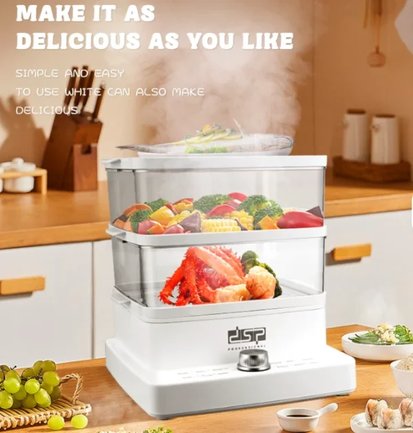 طباخ بخار كهربائي DSP –  بسعة 12 لتر 3 طبقات و قدرة 1200 واط