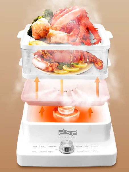 طباخ بخار كهربائي DSP –  بسعة 12 لتر 3 طبقات و قدرة 1200 واط