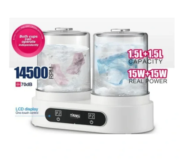 غسالة ملابس صغيرة محمولة DSP – مزدوجة بسعة 1.5+1.5 لتر مع شاشة LCD