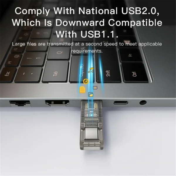قارئ كرت ذاكرة 2 في 1 USB و Type-C من Yesido– سرعة 480Mbps