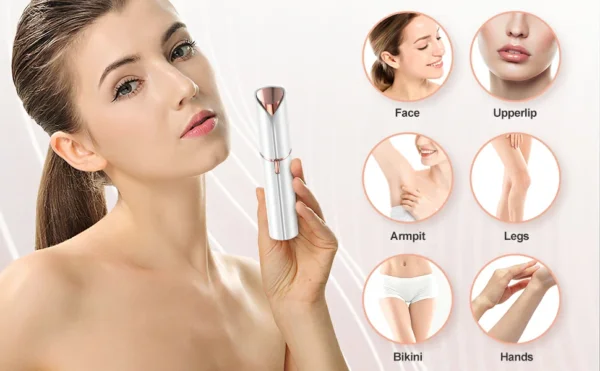 قلم إزالة شعر الوجه ENZO Professional بدون ألم – مع إضاءة LED وشحن USB