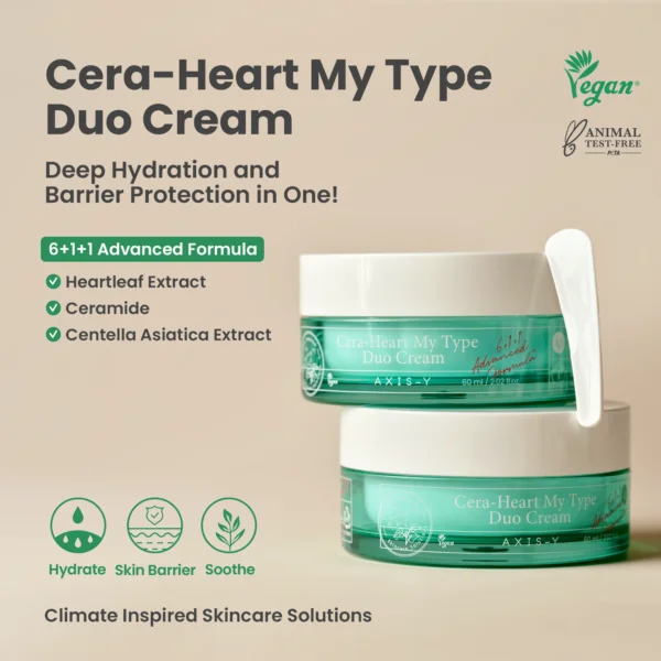 كريم ثنائي AXIS-Y Cera- Heart My Type Duo Cream للبشرة المختلطة - منتجات كورية (3) كريم ثنائي AXIS-Y Cera- Heart My Type Duo Cream للبشرة المختلطة - منتجات كورية