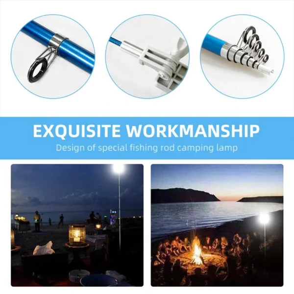 كشاف تخييم LED تلسكوبي قابل للتمديد – عمود إنارة محمول مع ريموت (12) كشاف تخييم LED تلسكوبي قابل للتمديد – عمود إنارة محمول مع ريموت