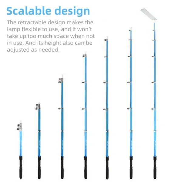 كشاف تخييم LED تلسكوبي قابل للتمديد – عمود إنارة محمول مع ريموت (4) كشاف تخييم LED تلسكوبي قابل للتمديد – عمود إنارة محمول مع ريموت