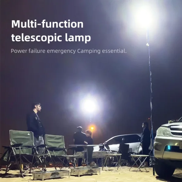 كشاف تخييم LED تلسكوبي قابل للتمديد – عمود إنارة محمول مع ريموت (7) كشاف تخييم LED تلسكوبي قابل للتمديد – عمود إنارة محمول مع ريموت