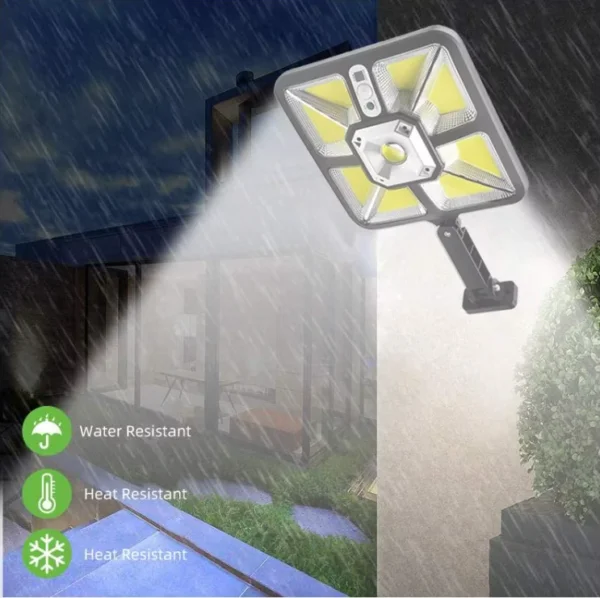 كشاف شمسي LED خارجي مع حساس حركة مقاوم للماء IP65 للحدائق والمداخل