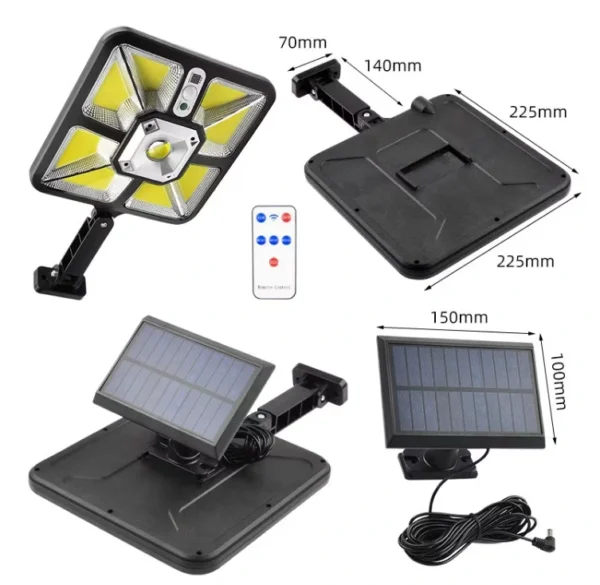 كشاف شمسي LED خارجي مع حساس حركة مقاوم للماء IP65 للحدائق والمداخل