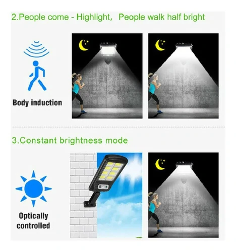 كشاف شمسي جداري LED مع حساس حركة وريموت – 3 أوضاع إضاءة مقاوم للماء (3) كشاف شمسي جداري LED مع حساس حركة وريموت – 3 أوضاع إضاءة مقاوم للماء