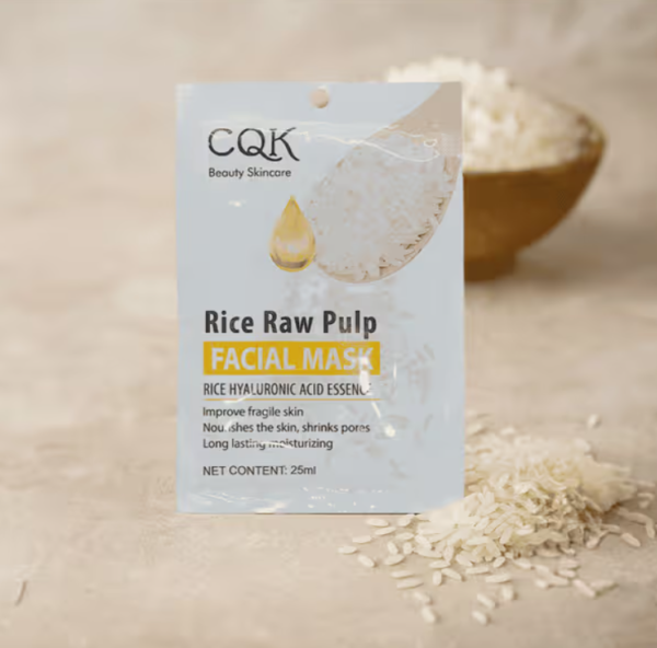 ماسك ورقي بخلاصة الأرز والهيالورونيك لترطيب البشرة وتغذيتها CQK Rice Raw Pulp Facial Mask