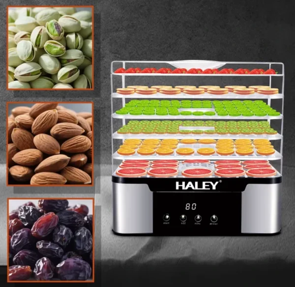مجفف فواكه وخضروات ديجيتال 5 طبقات – قوة 350 واط مع تحكم بدرجة الحرارة