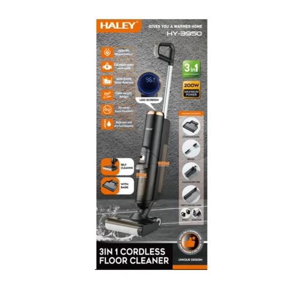 مكنسة أرضية لاسلكية 3 في 1  – شفط وغسيل وتنظيف ذاتي مع شاشة LED