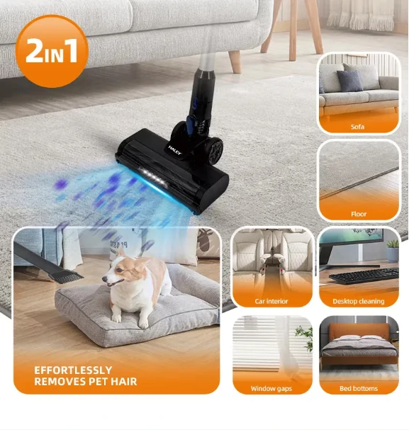 مكنسة كهربائية لاسلكية 2 في 1 – يدوية وعمودية بقوة 300 واط