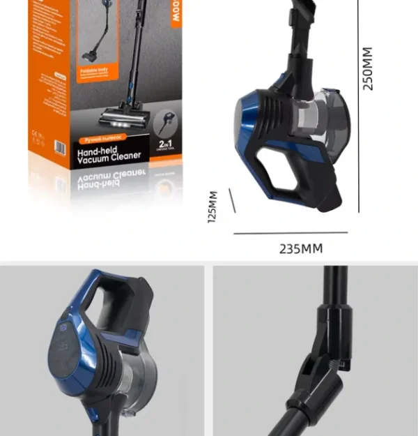 مكنسة كهربائية لاسلكية قابلة للطي 2 في 1  بطارية قوية ومدة تشغيل حتى 40 دقيقة