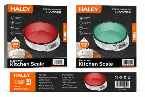 ميزان مطبخ رقمي مع وعاء قابل للإزالة – دقة 1 جرام وسعة 5 كجم